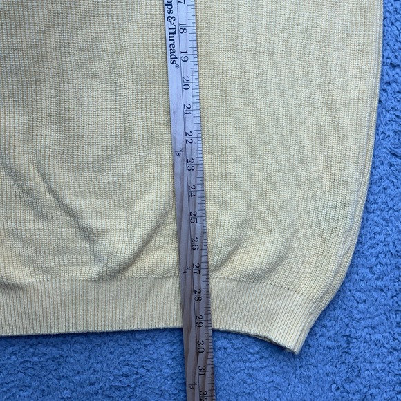 Eddie Bauer Ribbed Sweater Mens XL Yellow Knit Cotton Vintage 90s Made in USA - Picture 4 of 5